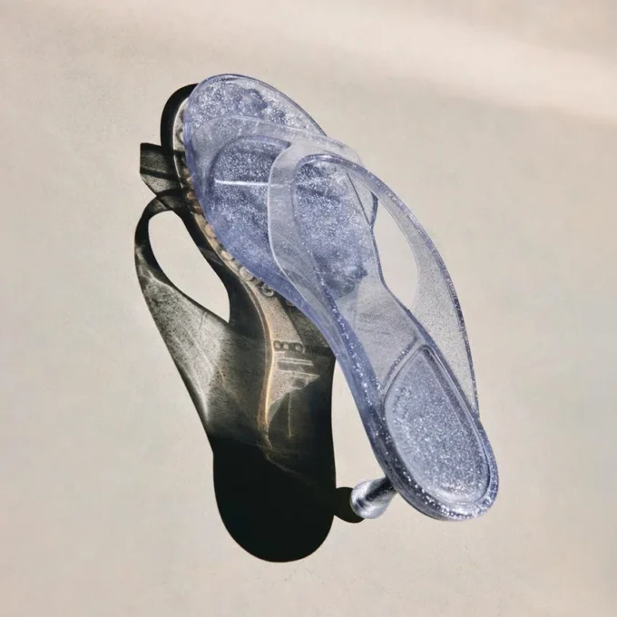 Jelly Drop 50 Silver Glitter Jelly Sandals