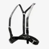 Jimmy Choo Noir Kei Ninomiya Crystals Harness Black Shiny Leather Harness with Crystal Hotfix Embellishment