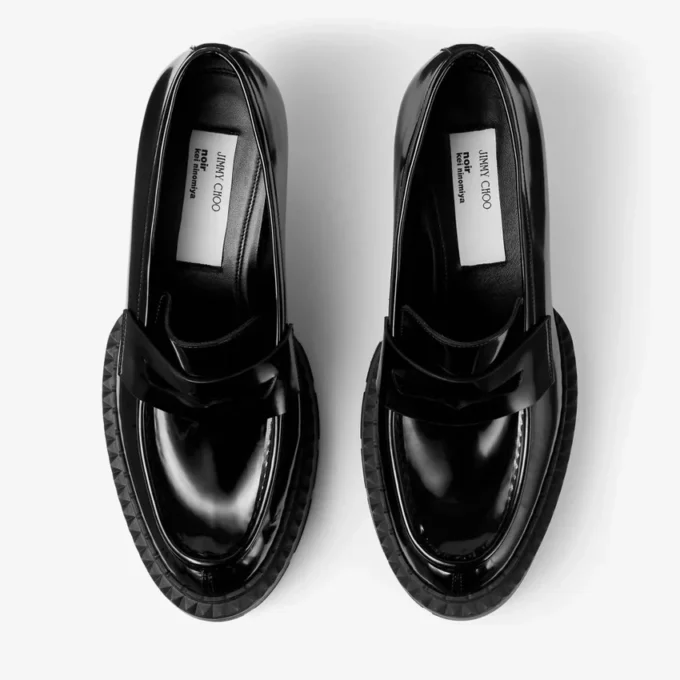 Jimmy Choo Noir Kei Ninomiya Maxi Loafer  Black Polished Calf Leather Loafers