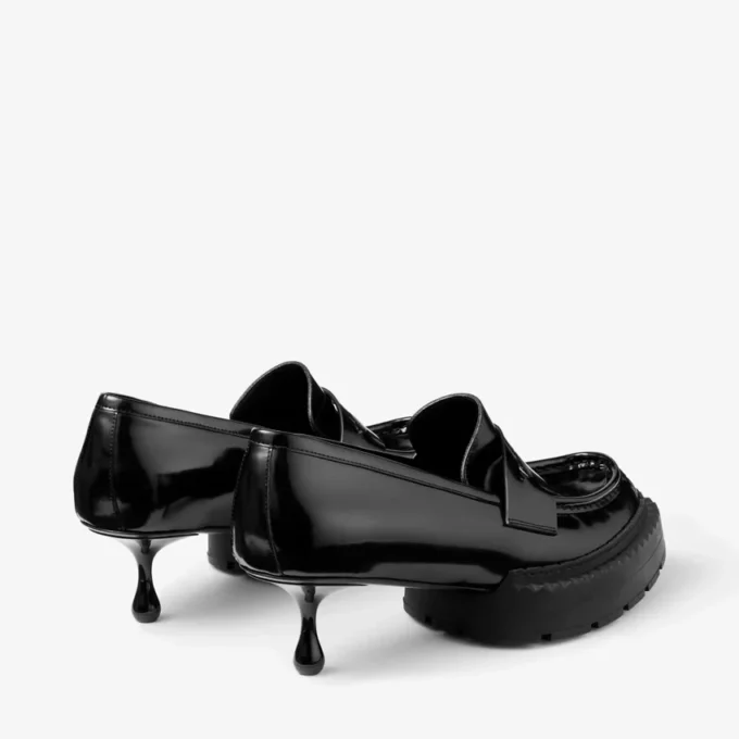 Jimmy Choo Noir Kei Ninomiya Maxi Loafer  Black Polished Calf Leather Loafers
