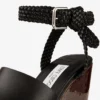 Jori 100 Black Shiny Calf Leather and Shiny Cork Wedges