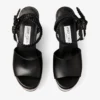 Jori 100 Black Shiny Calf Leather and Shiny Cork Wedges