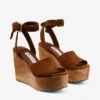 Jori 100 Tan Suede and Shiny Cork Wedges