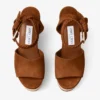 Jori 100 Tan Suede and Shiny Cork Wedges