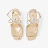 Karli Platform 125 Gold Illusion Crystal Mesh and Liquid Metal Leather Sandals