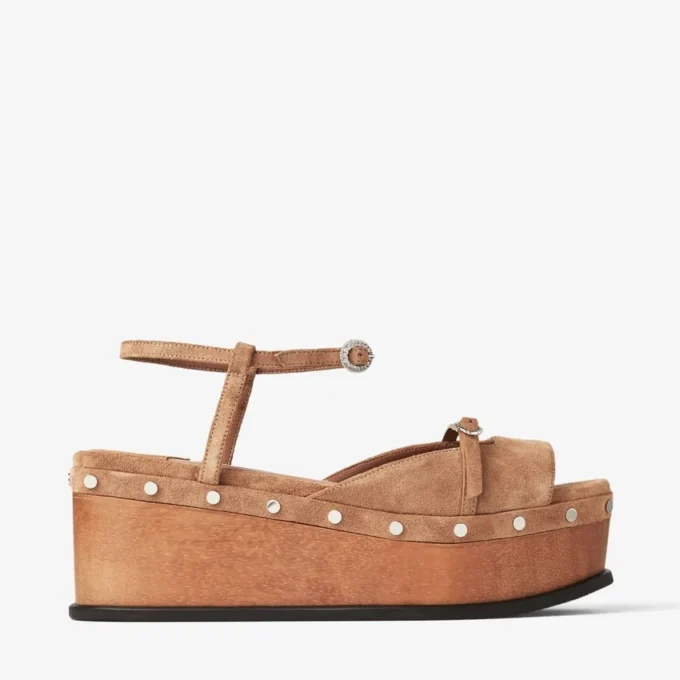 Kata 60 Toffee Velvet Suede Sandal Wedges