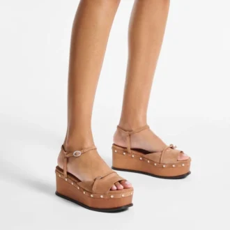 Kata 60 Toffee Velvet Suede Sandal Wedges