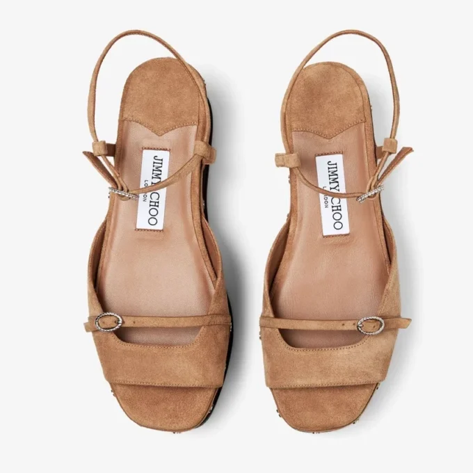 Kata 60 Toffee Velvet Suede Sandal Wedges
