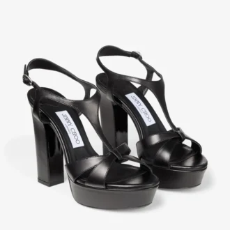 Kesia 120 Black Leather Sandals