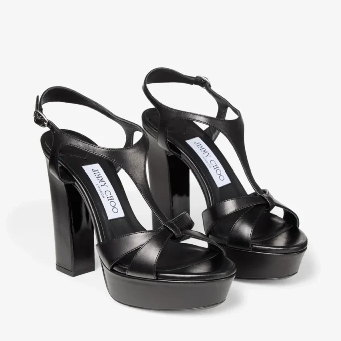 Kesia 120 Black Leather Sandals