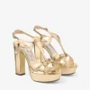 Kesia 120 Gold Liquid Metal Leather Sandals