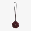 Knitted Flower Charm Deep Merlot Knitted Wool Flower Charm with Leather Trims