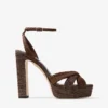 Kove 120 Chocolate and Tan Fine Raffia Platform Sandals