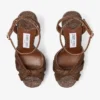 Kove 120 Chocolate and Tan Fine Raffia Platform Sandals