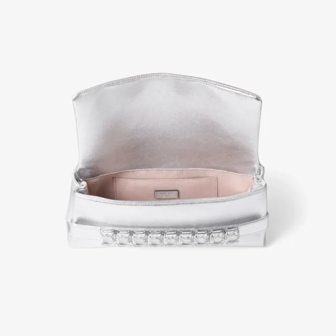 Kya Silver Metallic Nappa Leather Clutch Bag