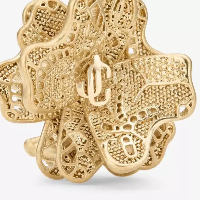 Lace Corsage Studs Gold Finish Metal Corsage Earrings