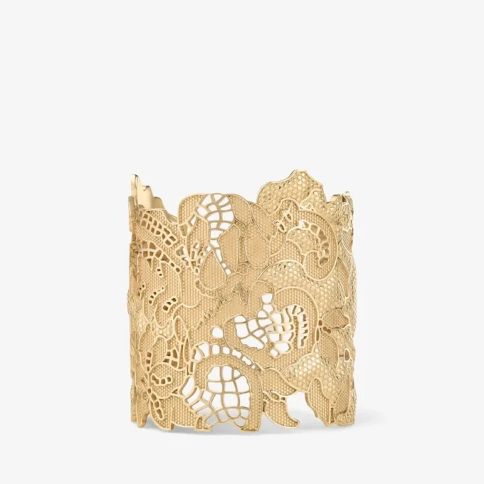 Lace Cut-Out Cuff Gold Metal Lace Cuff Bracelet