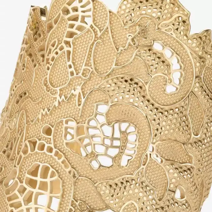 Lace Cut-Out Cuff Gold Metal Lace Cuff Bracelet
