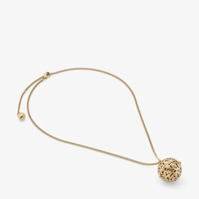 Lace Sphere Pendant Gold Finish Metal Sphere Pendant Necklace
