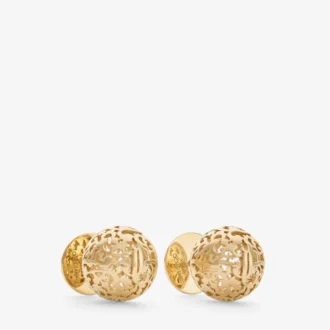 Lace Sphere Studs Gold Finish Metal Sphere Stud Earrings