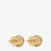 Lace Sphere Studs Gold Finish Metal Sphere Stud Earrings