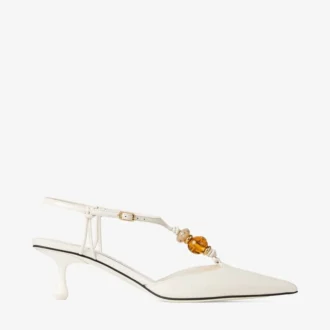 Lauri 50 Latte Mix Nappa Leather Slingbacks with Beads