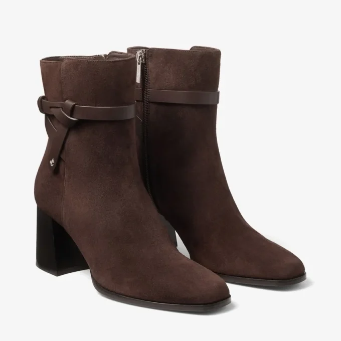 Lawton Ankle Boot 65 Chocolate Suede and Calf Leather Ankle Boots