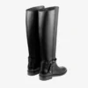 Lawton Knee Boot Flat Black Calf Leather and Soft Vachetta Knee High Boots