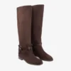 Lawton Knee Boot Flat Chocolate Suede and Calf Leather Knee High Boots