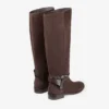Lawton Knee Boot Flat Chocolate Suede and Calf Leather Knee High Boots