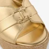 Leda Wedge 100 Gold Metallic Nappa Leather Mule Wedge