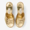 Leda Wedge 100 Gold Metallic Nappa Leather Mule Wedge