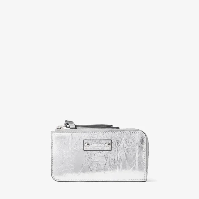 Lise Zipped Silver Vinatge Metallic Leather Wallet