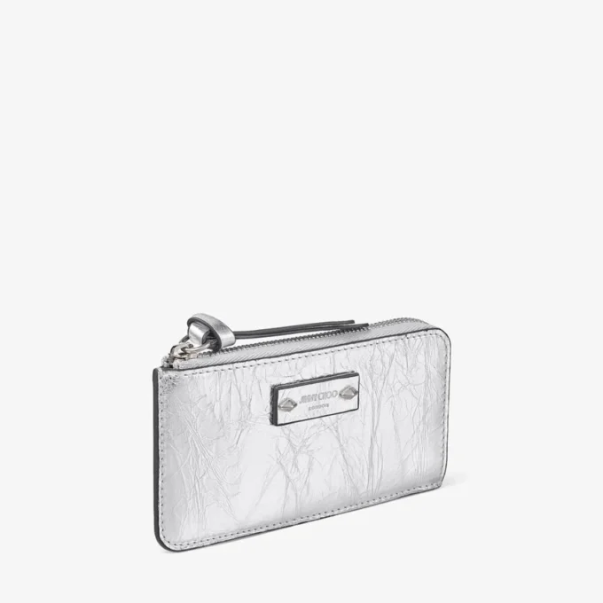 Lise Zipped Silver Vinatge Metallic Leather Wallet