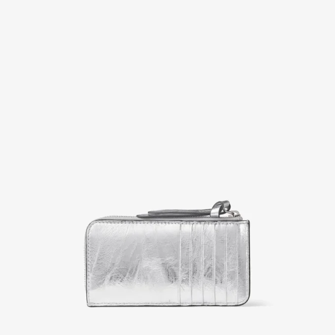 Lise Zipped Silver Vinatge Metallic Leather Wallet