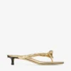 Liss 35 Gold Metallic Nappa Leather Mule Sandals with Bow