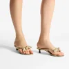 Liss 35 Gold Metallic Nappa Leather Mule Sandals with Bow