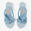 Liss 35 Riviera Blue Mix Soft Glove Leather and Flecked Canvas Mule Sandals with Nappa Leather Bow
