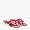 Liss 35 Ruby Red Mix Mixed Gingham Cotton Mule Sandals with Gingham Bow