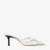 Livi 65 Almond and Latte Mix Flecked Canvas and Soft Glove Leather Mules with Nappa Leather Bow