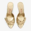 Livi Wedge 85 Gold Metallic Nappa Leather Mules Wedges with Bow