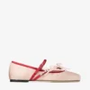 Loli Ballerina Macaron and Ruby Red Satin Ballerina Flats with Satin Bows