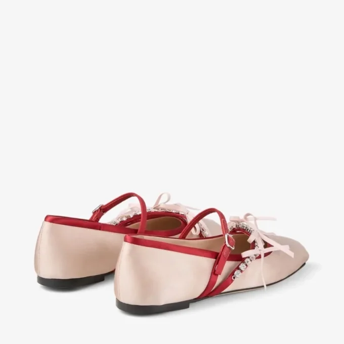 Loli Ballerina Macaron and Ruby Red Satin Ballerina Flats with Satin Bows