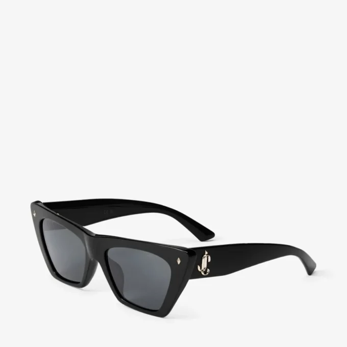 Lou Black and Grey Acetate Cat-Eye Sunglasses
