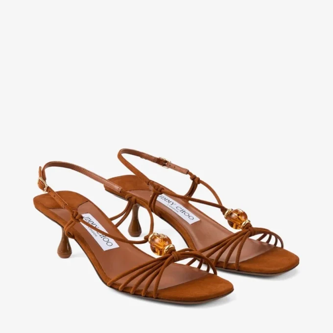Lova 50 Tan Mix Suede Sandals with Beads