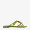 Lova Mule Flat Clover Mix Suede Flats with Beads