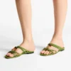 Lova Mule Flat Clover Mix Suede Flats with Beads