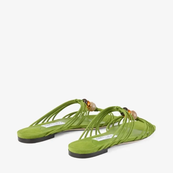 Lova Mule Flat Clover Mix Suede Flats with Beads