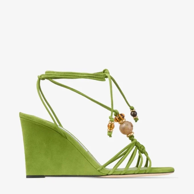 Lova Wedge 85 Clover Mix Suede Wedges with Beads