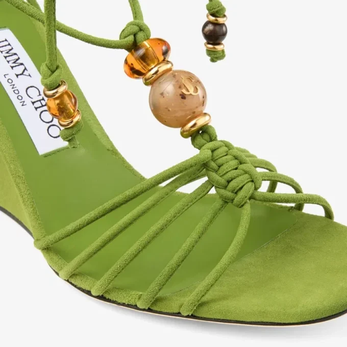 Lova Wedge 85 Clover Mix Suede Wedges with Beads